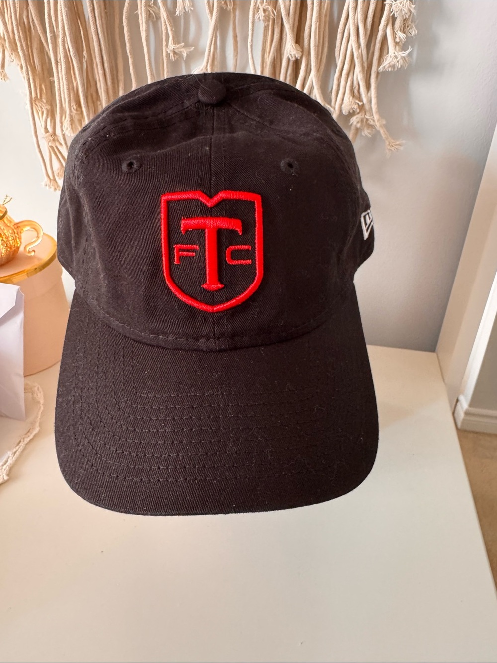 New Era Black Cap with Red FTC Shield Embroidery